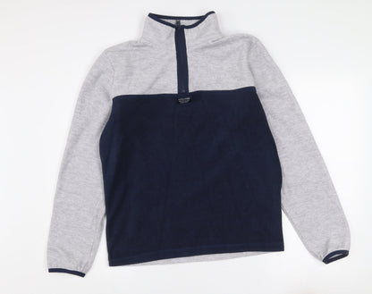 Jack & Jones Mens Grey Blue Half Zip Fleece Sweatshirt Size S