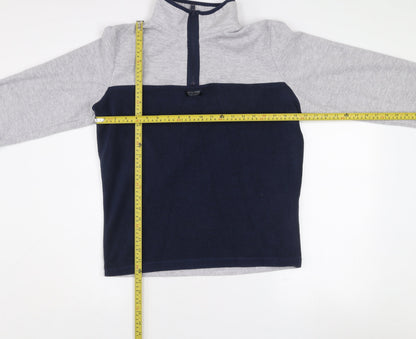Jack & Jones Mens Grey Blue Half Zip Fleece Sweatshirt Size S