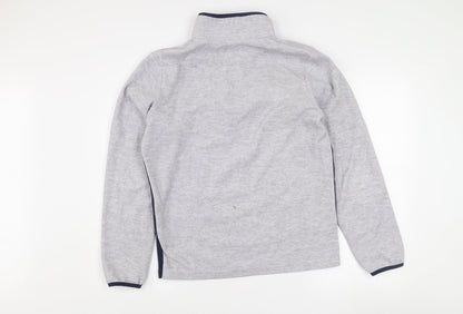 Jack & Jones Mens Grey Blue Half Zip Fleece Sweatshirt Size S