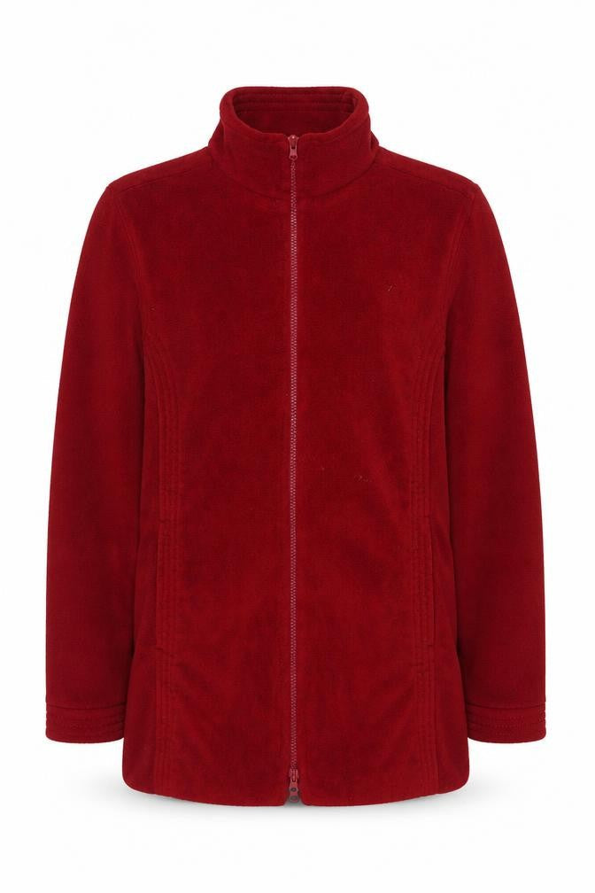 Wallis Women Red Fleece Full Zip Mid-Length Jacket Size M
