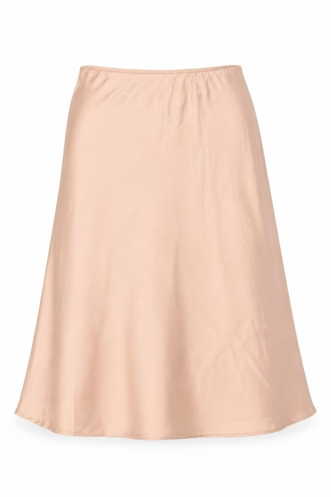Folkster Women Beige Satin A-Line Midi Skirt Size L