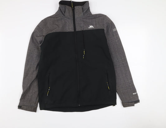 Trespass Mens Black Softshell Waterproof Mid-Length Jacket Size S 35-37"