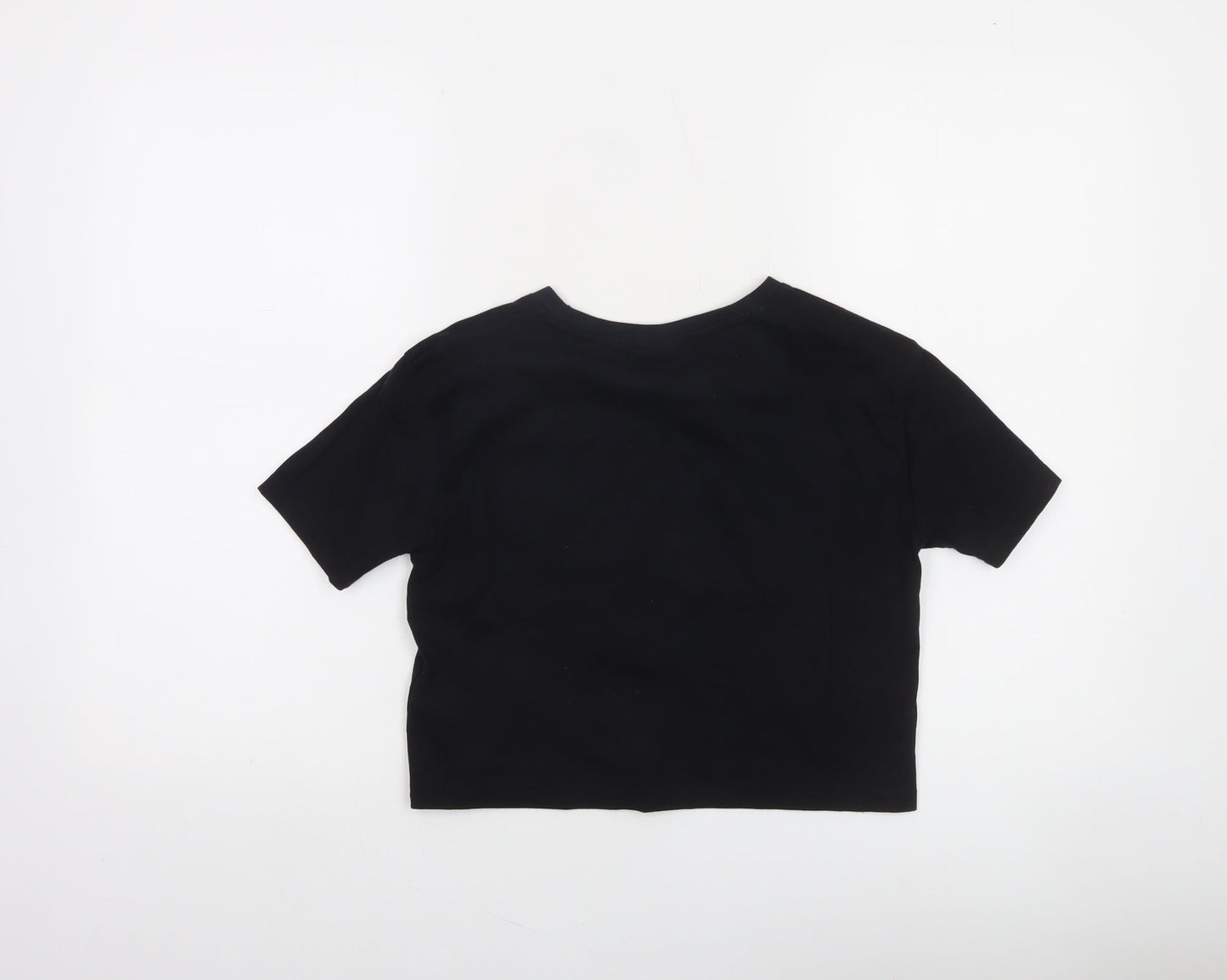 Ellesse Womens Black Cropped T-Shirt UK 4 Short Sleeve Cotton