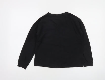 Close-up detail of Disney Tu girls’ black stitch & angel sweatshirt 9 years cotton blend