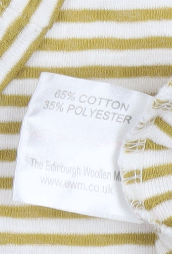 Isle Essentials Women’s L 18-20 Yellow White Striped V-Neck T-Shirt