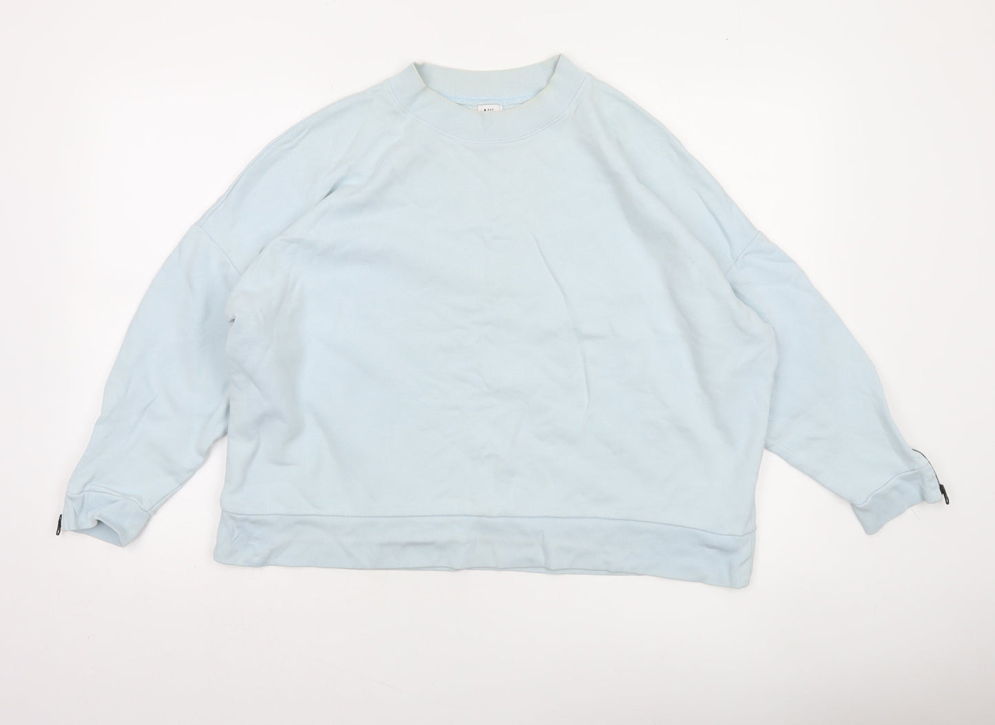 Kin Women’s Light Blue Cotton Crew Neck Pullover Sweatshirt Size M