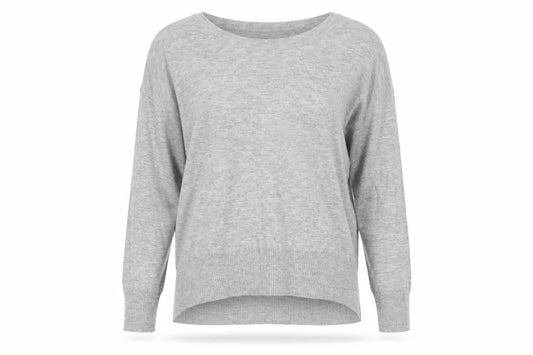 Front view of French Connection Women's Grey L Knit Crew Neck jumper