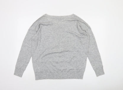 Close-up detail of French Connection Women's Grey L Knit Crew Neck jumper