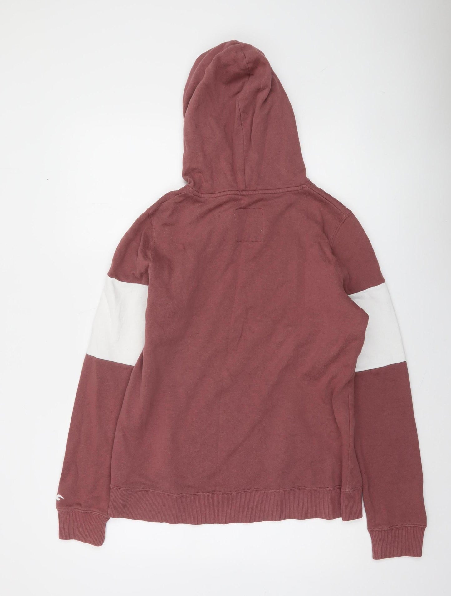 Hollister Women’s Burgundy & White Pullover Hoodie L Cotton Blend