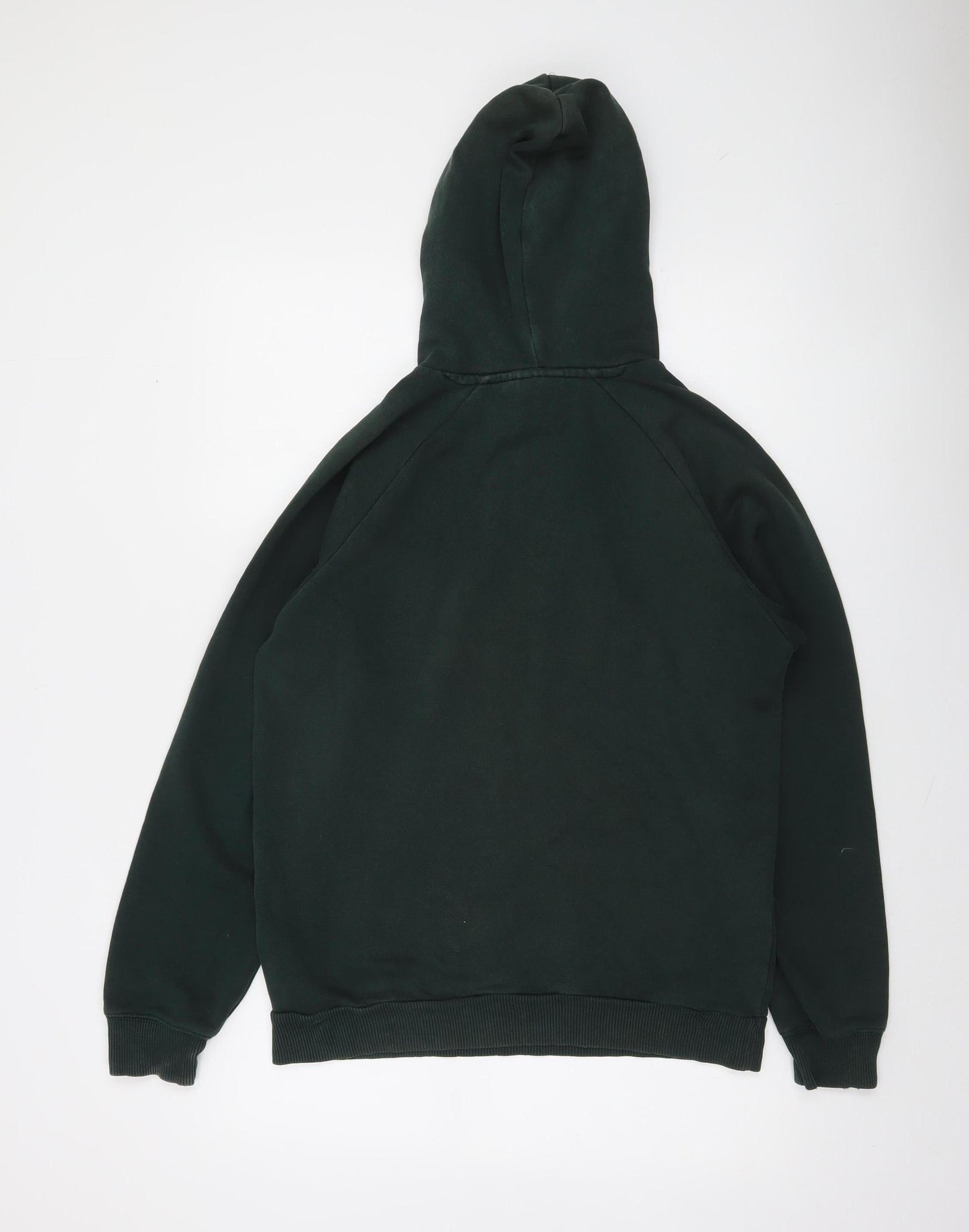 Adidas Mens Green Pullover Hoodie Small Logo Graphic Fleece
