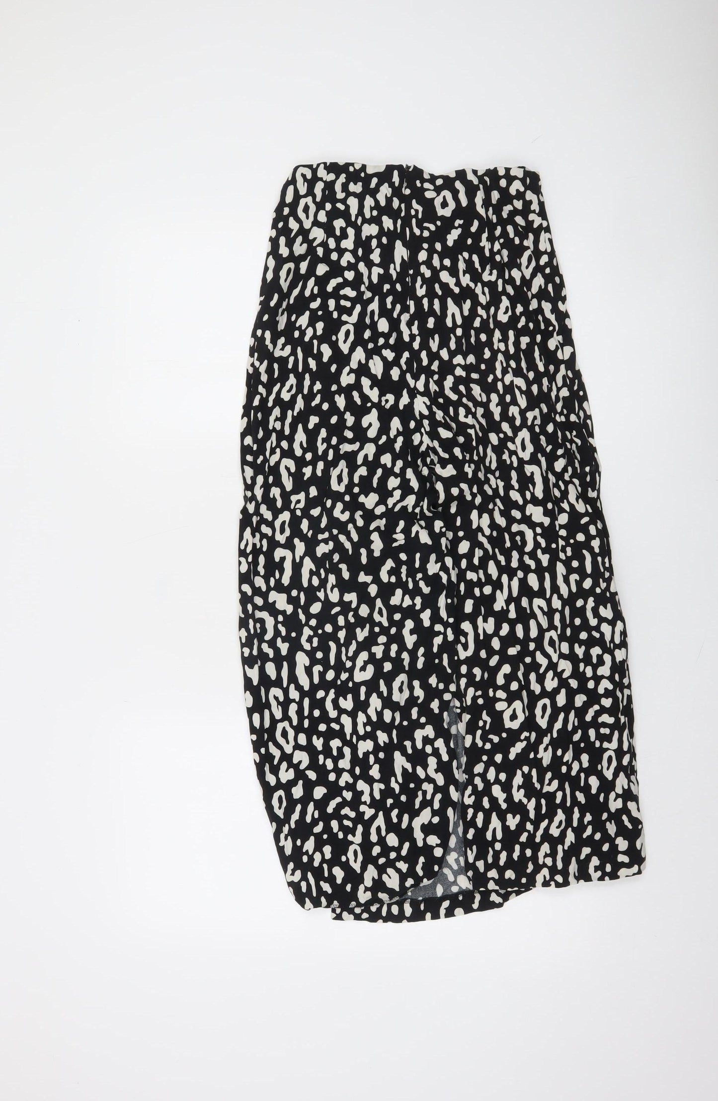 Zara Women’s Black Animal Print Pleated Midi Skirt Size 8