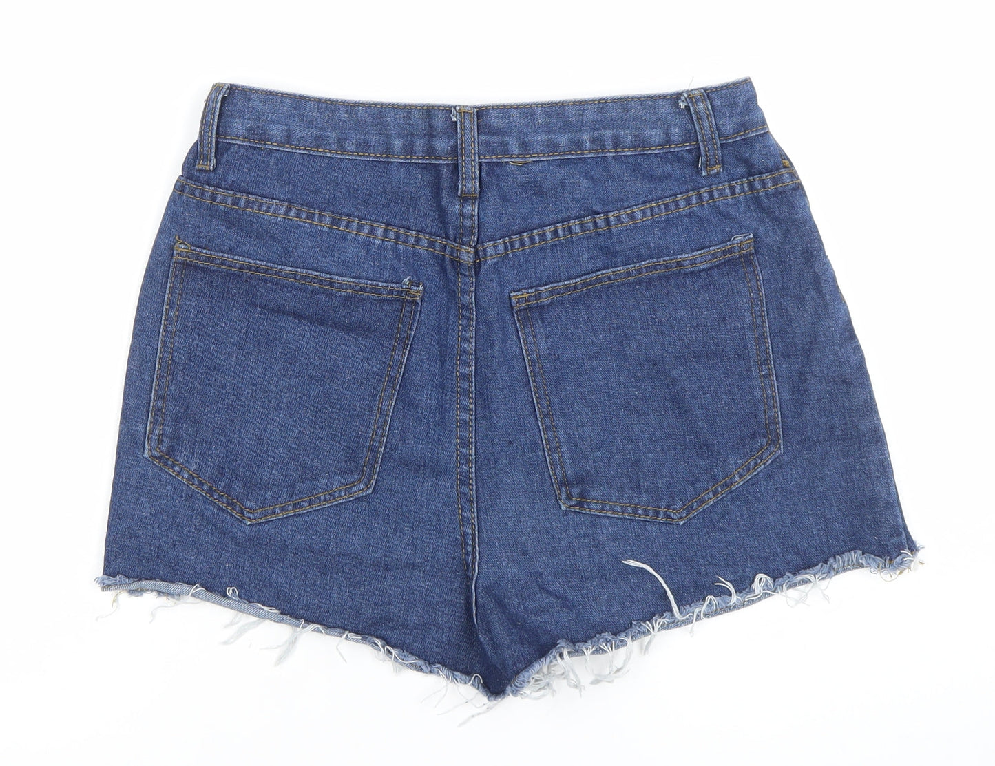 Boohoo Blue Women's Blue Size 10 High Waist Cut-Off Denim Shorts