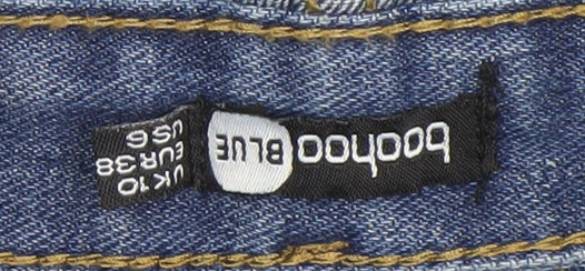 Boohoo Blue Women's Blue Size 10 High Waist Cut-Off Denim Shorts