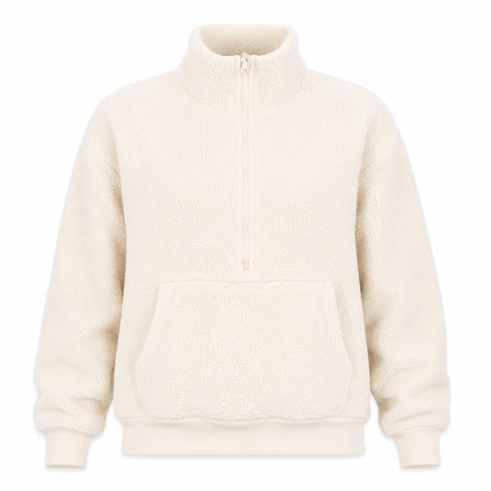 Dunnes Women Beige 1/2 Zip Fleece Pullover Sweatshirt XS