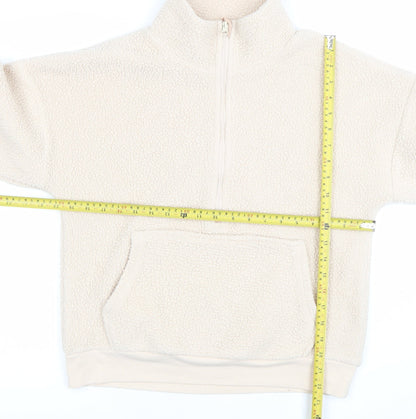 Back view of Dunnes Women Beige 1/2 Zip Fleece Pullover Sweatshirt XS