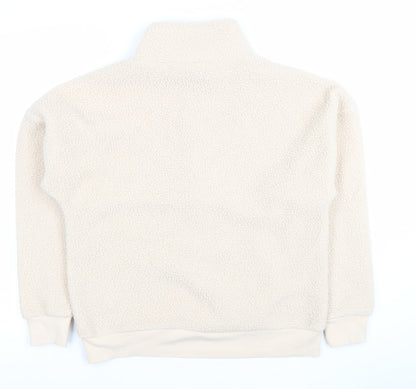 Close-up detail of Dunnes Women Beige 1/2 Zip Fleece Pullover Sweatshirt XS