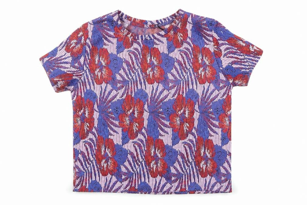 Zara Trafaluc Women's Multicoloured Floral Short Sleeve T-Shirt Size S