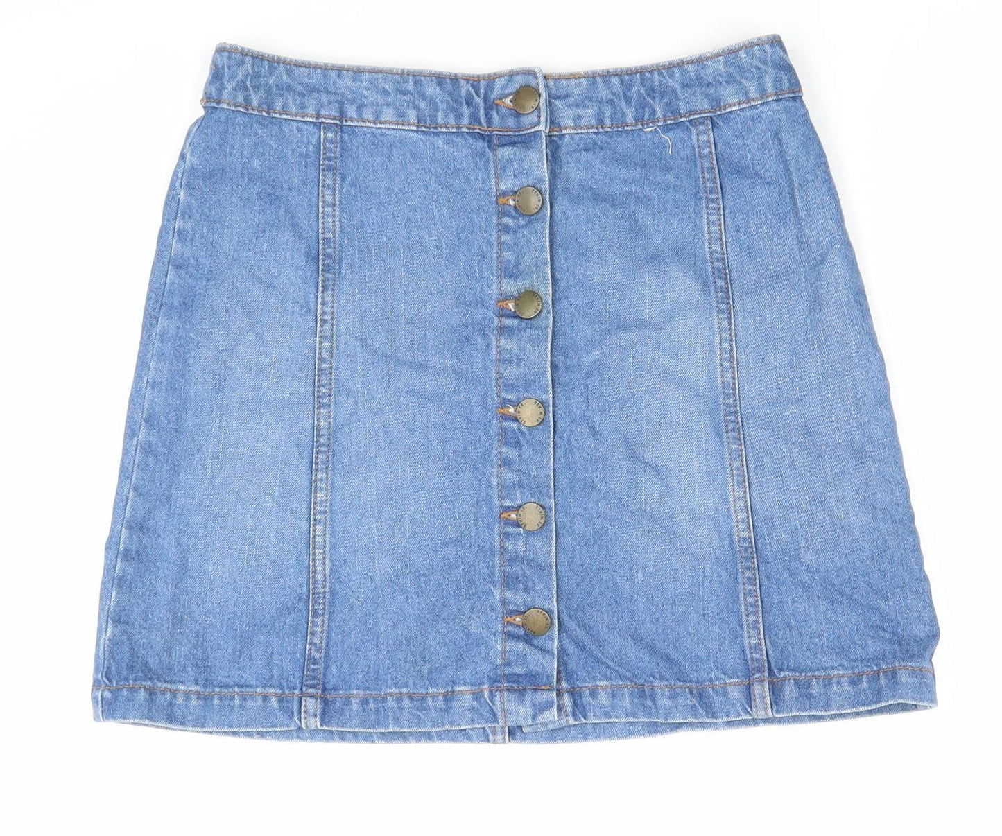 Denim Co Women’s Blue Denim Button Front Knee Length Skirt Size 10