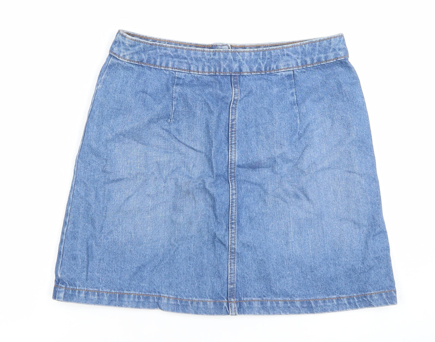 Denim Co Women’s Blue Denim Button Front Knee Length Skirt Size 10