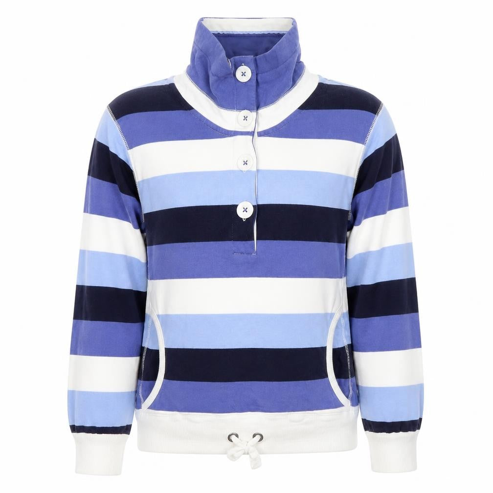 Marks & Spencer Womens Blue Striped Henley Sweatshirt UK 12