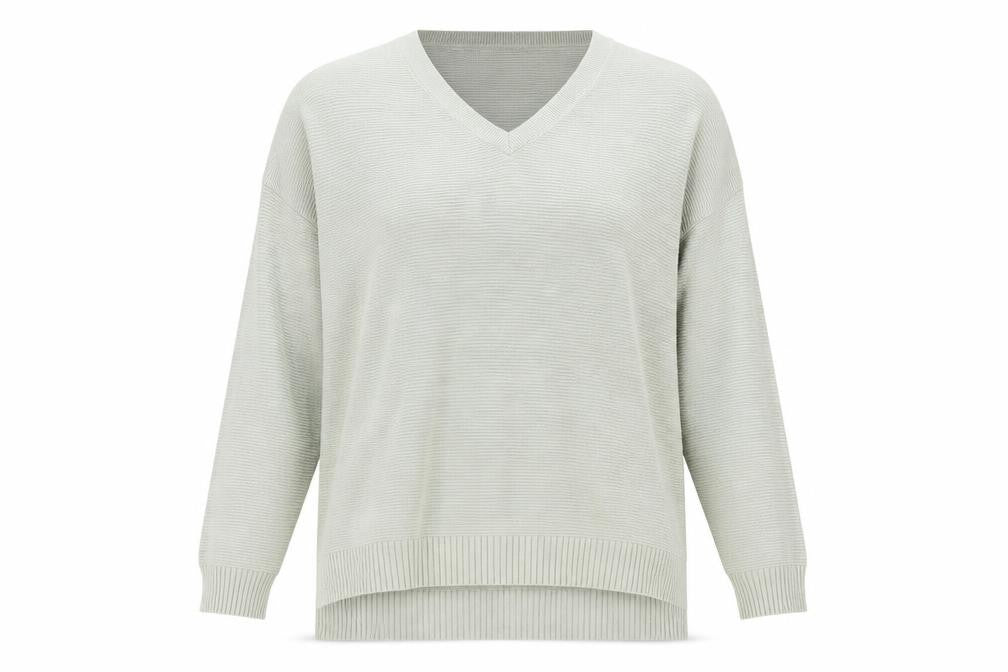 Vila Women Green Cotton V-Neck Long Sleeve Pullover Jumper L