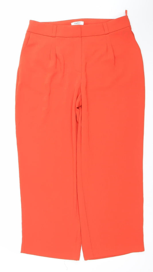 Farhi by Nicole Farhi Women’s Red Polyester Wide-Leg Trousers Size 14 L