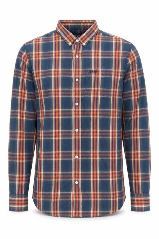 Superdry Mens Blue Check Cotton Long Sleeve Button-Down Shirt Size M