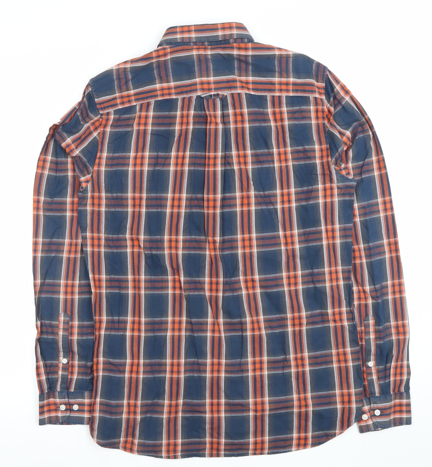 Superdry Mens Blue Check Cotton Long Sleeve Button-Down Shirt Size M