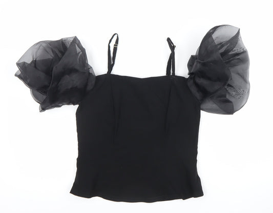 River Island Women’s Black Puff Sleeve Camisole Blouse Size 12