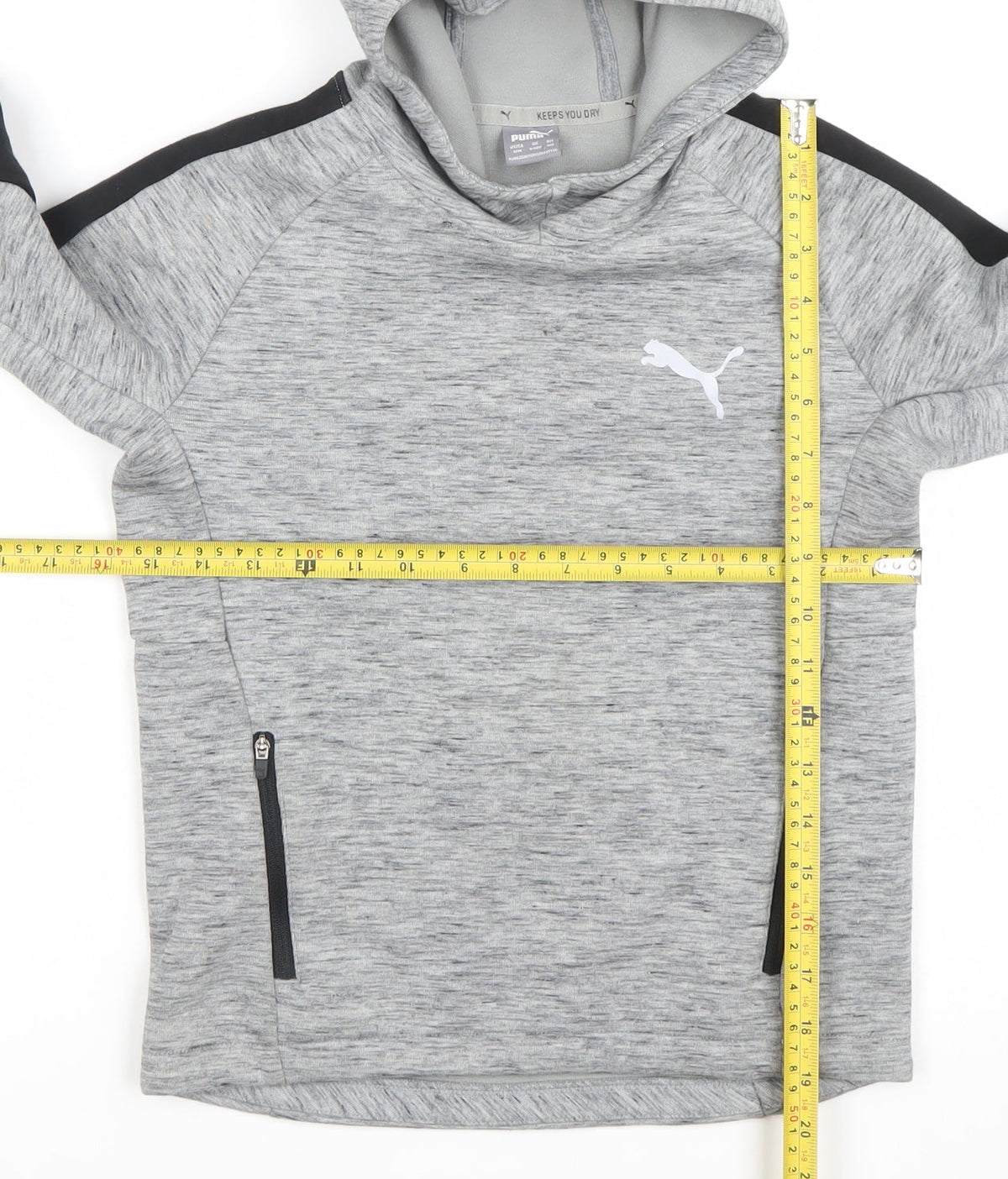 Puma Boys Grey Hoodie 9-10 Years Pullover Keeps You Dry Hooded Sweatshirt