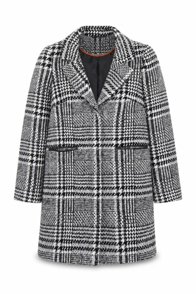 George Women’s Black Check Tweed Mid-Length Coat Size 10