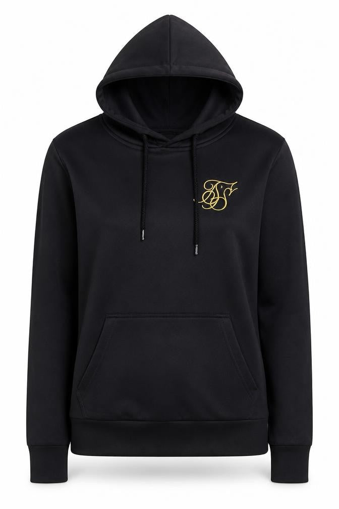 SikSilk Womens Black Size 6 Pullover Hoodie with Embroidered Logo