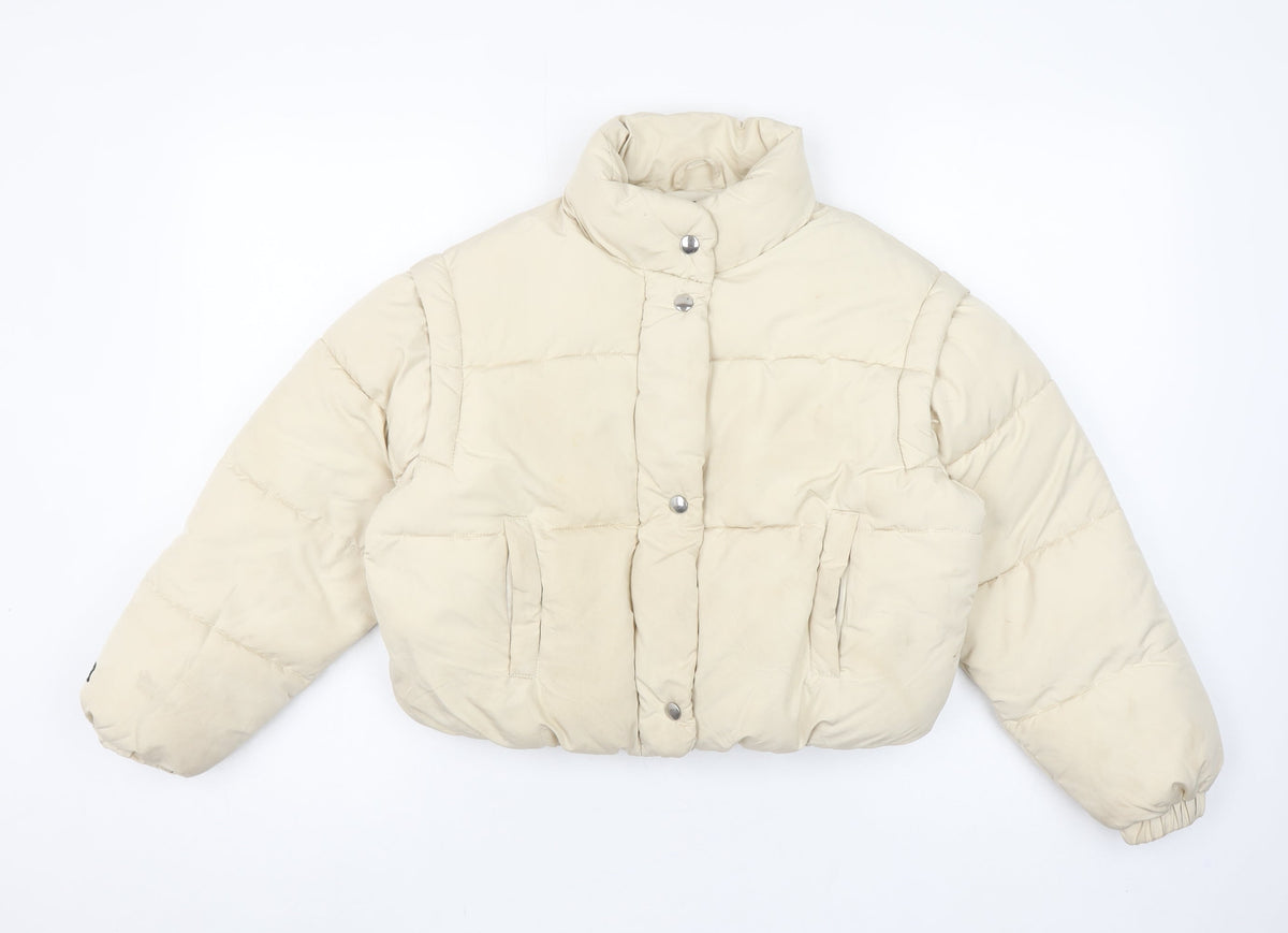 Bershka Girls Beige Puffer Jacket 10-12 Years Quilted Winter Coat