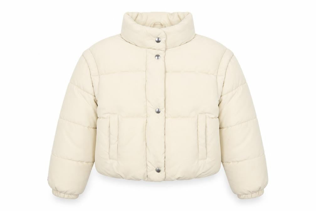 Bershka Girls Beige Puffer Jacket 10-12 Years Quilted Winter Coat