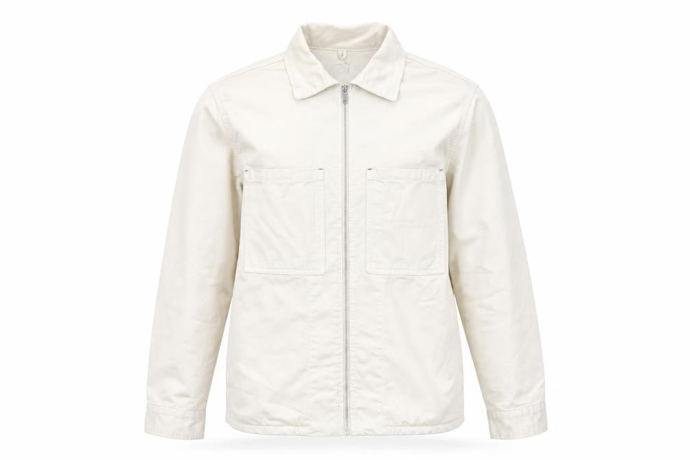 Zara Womens Beige Cotton Zip Jacket L Long Sleeve Casual Lightweight
