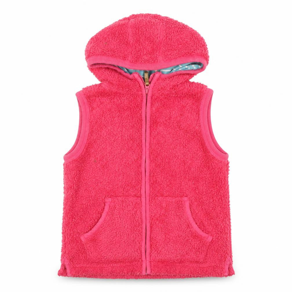 FatFace Girls Pink Hooded Fleece Bodywarmer 8-9 Years Cotton Zip Waistcoat