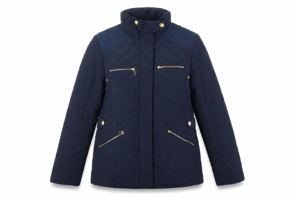 Zara Girls Blue Quilted Padded Jacket 13-14 Years Mid-Length Zip Winter Coat
