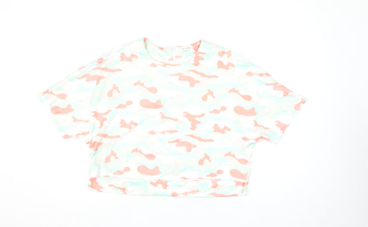 KILIBBI Womens Multicoloured Camouflage Cropped Cotton T-Shirt S