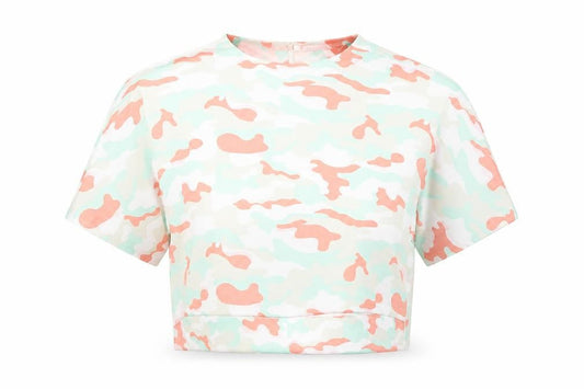 KILIBBI Womens Multicoloured Camouflage Cropped Cotton T-Shirt S