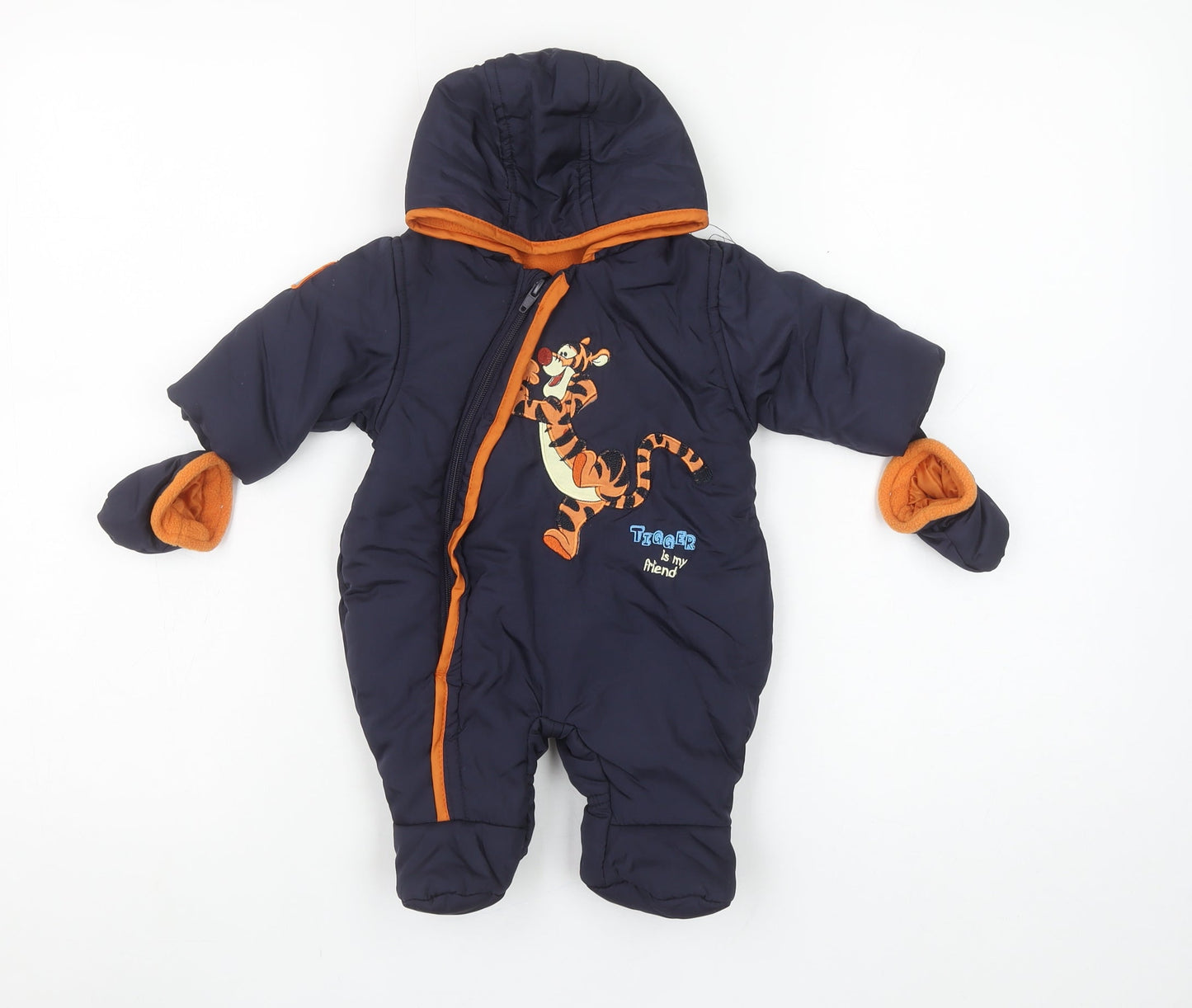 Disney at George Unisex Baby Blue Tigger Hooded Snowsuit Newborn