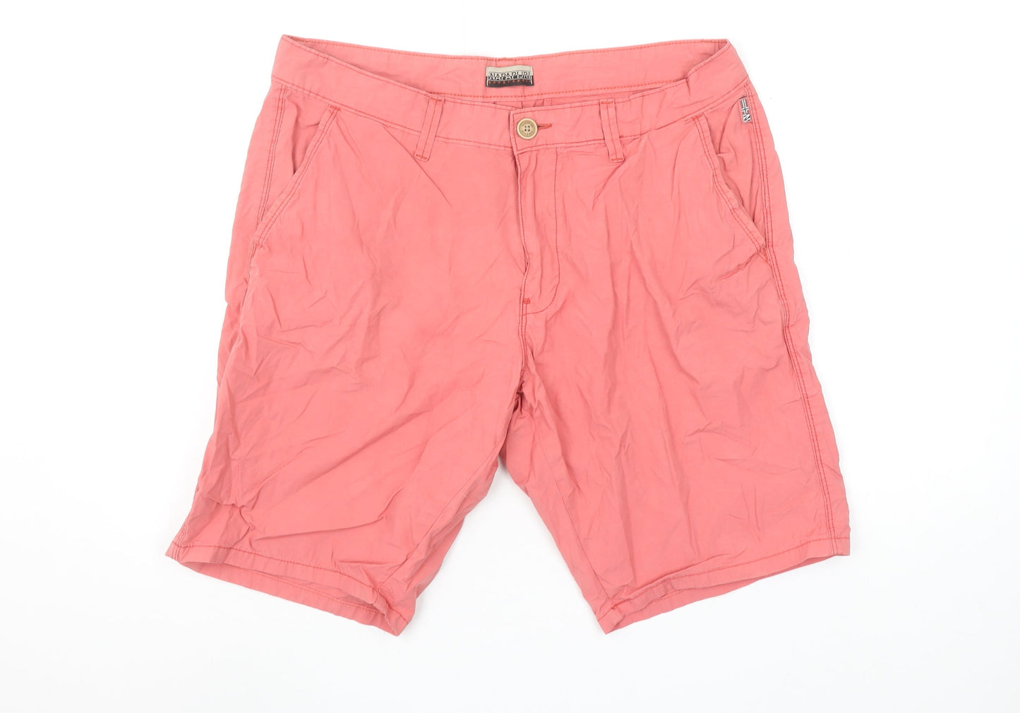 Napapijri Men's Pink Chino Shorts Size 35 Regular Fit Cotton