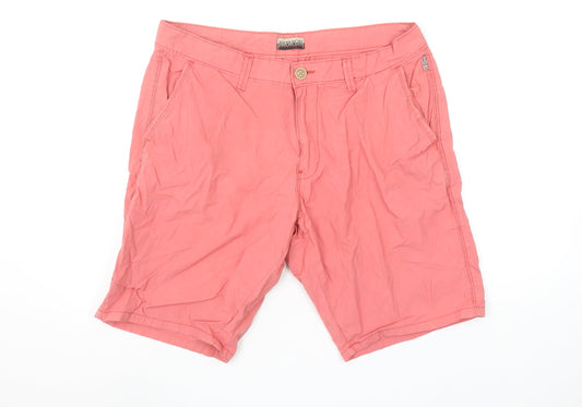 Napapijri Men's Pink Chino Shorts Size 35 Regular Fit Cotton