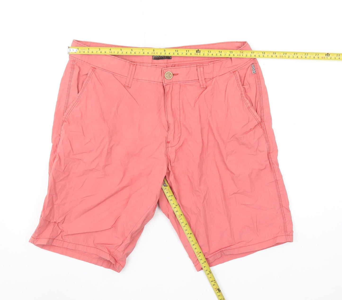 Napapijri Men's Pink Chino Shorts Size 35 Regular Fit Cotton