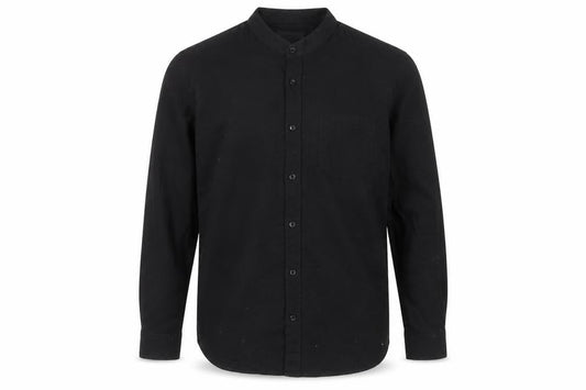 Paul Galvin Men’s Black Cotton Band Collar Long Sleeve Casual Shirt L
