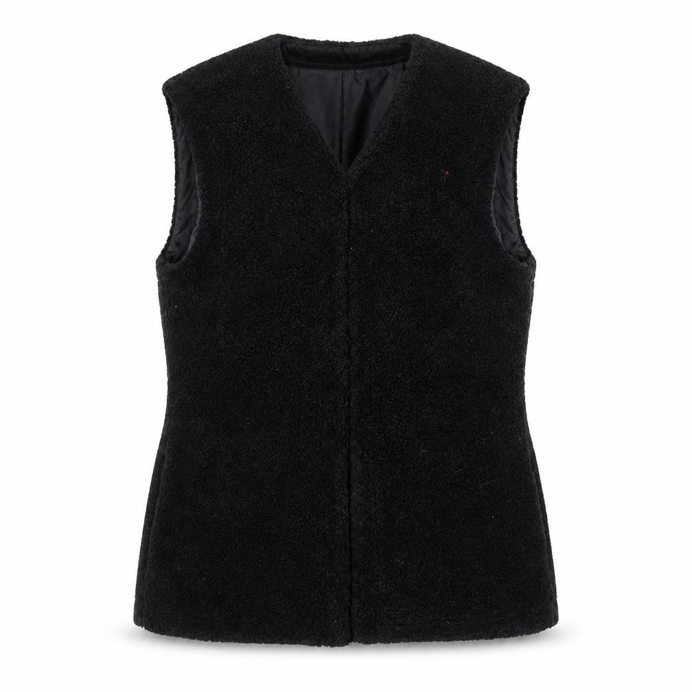 Weekday Women's Black Fleece Waistcoat Size M Sleeveless Lined Vest