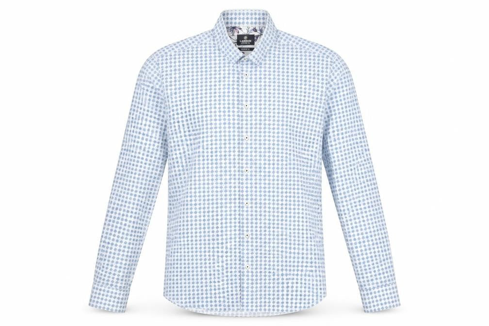 Lerros Men's Blue Polka Dot Long Sleeve Button-Up Shirt L