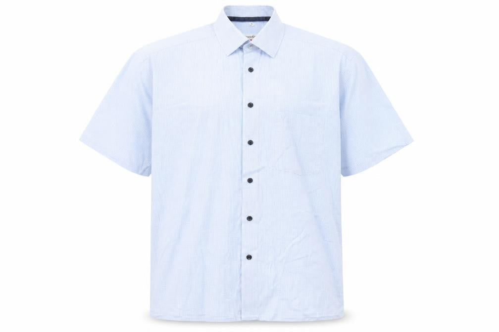 Marvelis Men's Blue Check Short Sleeve Non-Iron Shirt Size 16