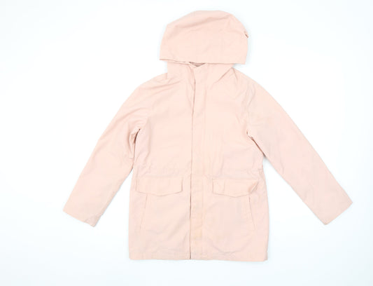 Mango Kids Girls Pink Hooded Mid-Length Rain Coat Jacket 10 Years