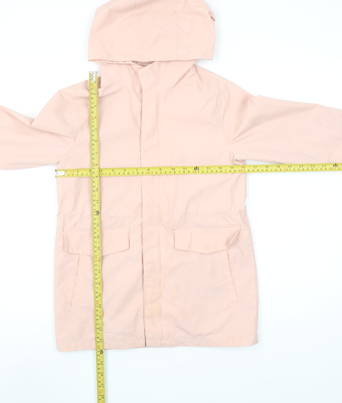 Mango Kids Girls Pink Hooded Mid-Length Rain Coat Jacket 10 Years