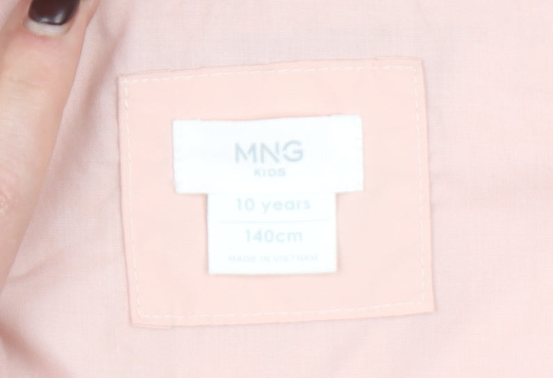 Mango Kids Girls Pink Hooded Mid-Length Rain Coat Jacket 10 Years
